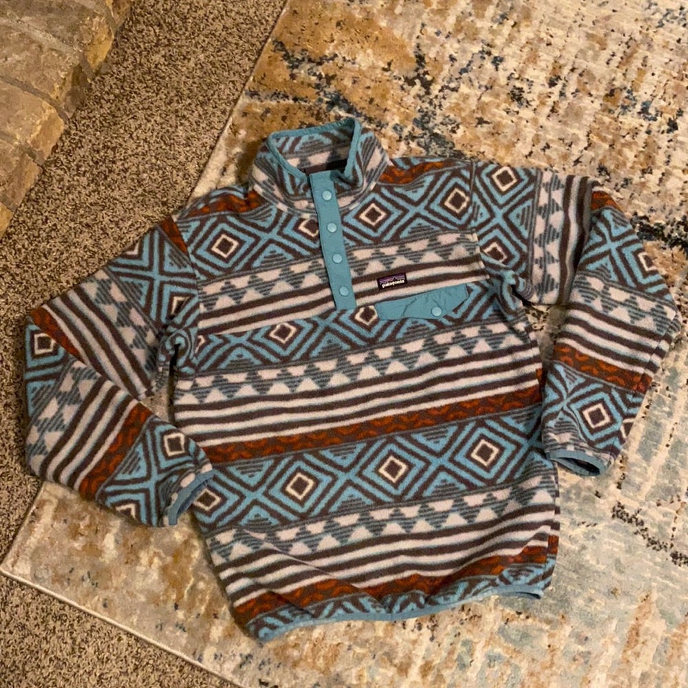 Patagonia Synchilla pullover snap fleece patterned jacket
